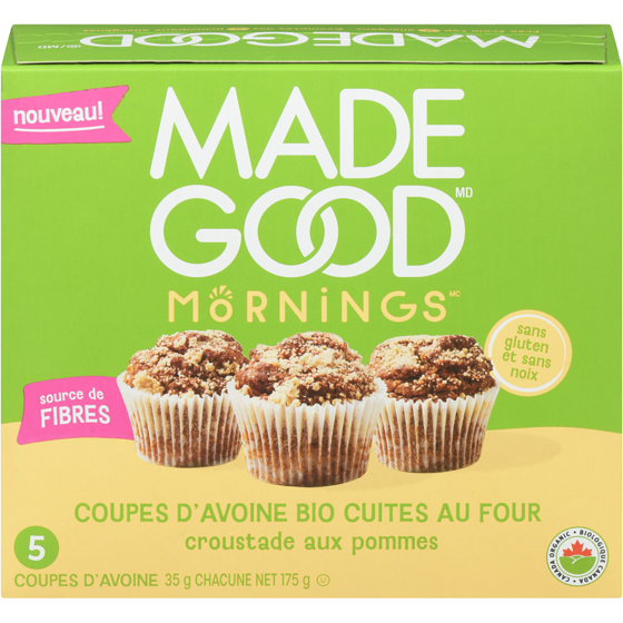 Made Good Mornings Coupes D'avoine Bio Cuites Au Four Croustade Aux Pommes 5 Coupes 175 g, 4,17 $/100g