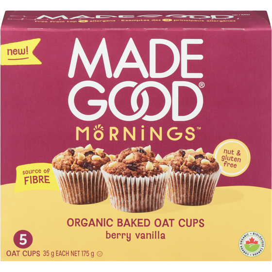 Made Good Mornings Organic Baked Oat Cups Berry Vanilla 5ct 175 g, $4.17/100g