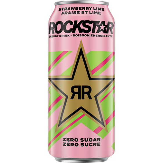 Rockstar Zéro sucre lime et fraise  473 ml, 0,84 $/100ml