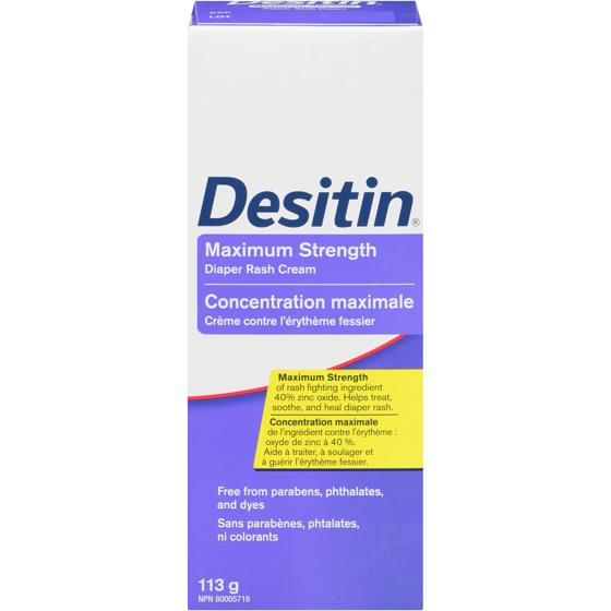 Desitin Crème contre l’érythème fessier Force maximale 113 g, 10,61 $/100g