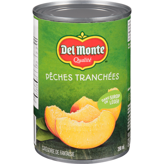 Del Monte Pêches tranchées dans un sirop léger 398 ml, 0,88 $/100ml