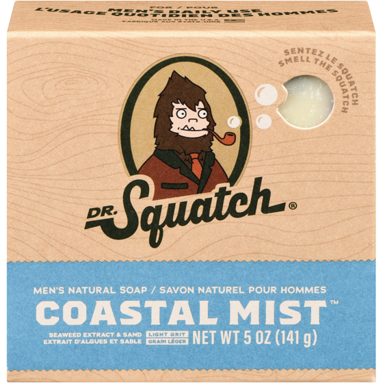 DR.Squatch Savon naturel pour hommes coastal mist extrait d'algues et sable grain léger 142 g, 7,74 $/100g