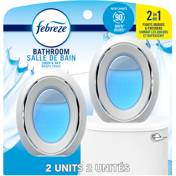 Febreze Bathroom Air Freshener, Odor-Fighting, Linen & Sky, 2ct 15 ml, $4.67/10ml