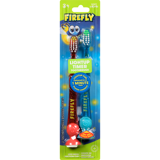 Firefly Lightup timer toothbrush 3+ souple 2 ea, 3,00 $/1ch