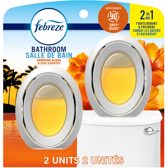 Febreze Bathroom Air Freshener, Odor-Fighting, Hawaiian Aloha Scent, 2 Count 15 ml, $6.33/10ml