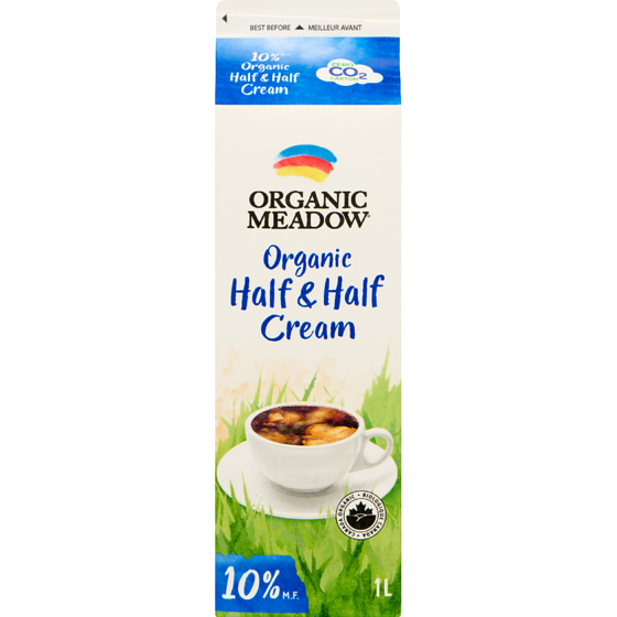 Organic Meadow Organic Half & Half Cream 10% M.F. 1000 ml, $0.80/100ml