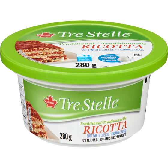 Tre Stelle Soft White Cheese Traditional Ricotta 10% M.F. 280 g, $2.14/100g