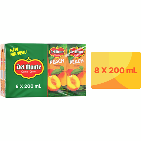 Del Monte Peach Nectar Juice Boxes 8x200.0 ml, $0.30/100ml