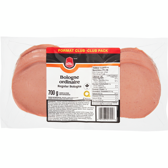 Royal Bologne ordinaire, format club 700 g, 1,00 $/100g