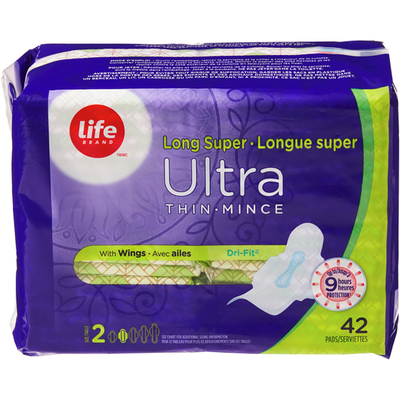 Life Brand Long Super Ultra Thin Pads 42 Pack 42 ea, $0.14/1ea