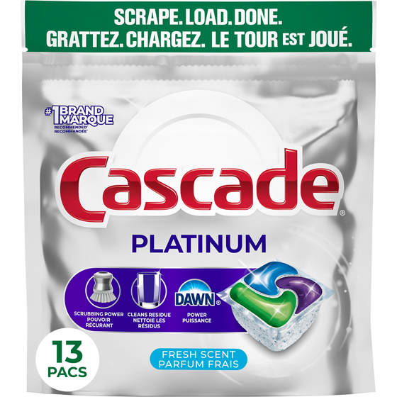 Cascade Platinum Dishwasher Pods, Dishwasher Detergent, Dish Detergent Soap, Fresh, 13 count 13 ea, $0.38/1ea