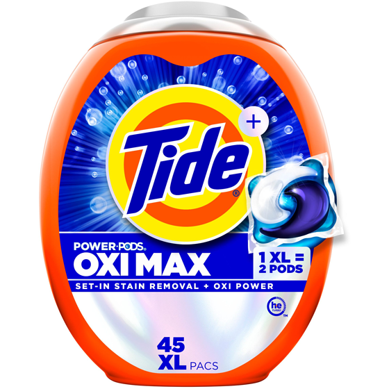 Tide Oxi Max Power PODS Laundry Detergent Pods, 45 Count, Stain Remover Plus Oxi Power 45 ea, $0.49/1ea