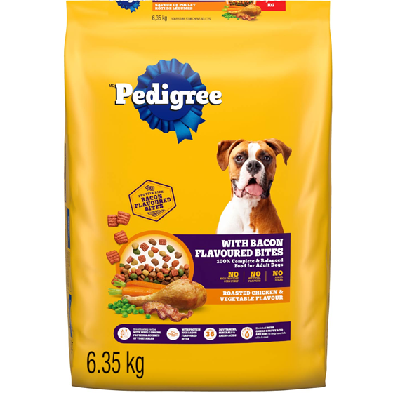 Pedigree Adult Dry Dog Food With Bacon Flavoured Bites, Roasted Chicken & Vegetable Flavour 6350 g, $0.43/100g