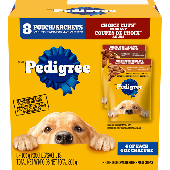 Pedigree Choice Cuts In Gravy Filet Mignon and Grilled Chicken Flavour Adult Wet Dog Food Pouch Variety Pack 8x100.0 g, $1.06/100g