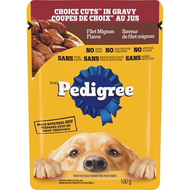 Pedigree Nourriture humide pour chiens adultes Coupes De Choix Au Jus saveur de filet mignon 100 g, 1,00 $/100g