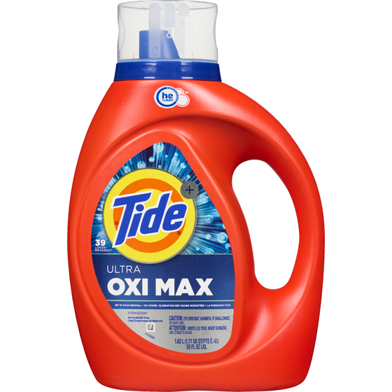 Tide Ultra OXI MAX Laundry Detergent 1.62 l, $0.99/100ml