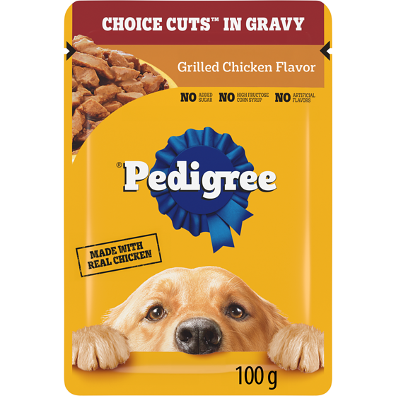 Pedigree Choice Cuts In Gravy Grilled Chicken Flavour Adult Wet Dog Food Pouch 100 g, $1.10/100g