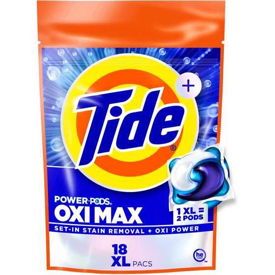 Tide Oxi Max Power PODS Laundry Detergent Pods, 18 Count, Stain Remover Plus Oxi Power 18 ea, $0.72/1ea