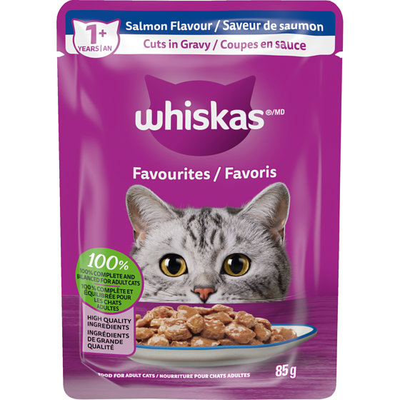 Whiskas Favourites Adult Wet Cat Food Cuts In Gravy Salmon Flavour Pouch 85 g, $1.16/100g