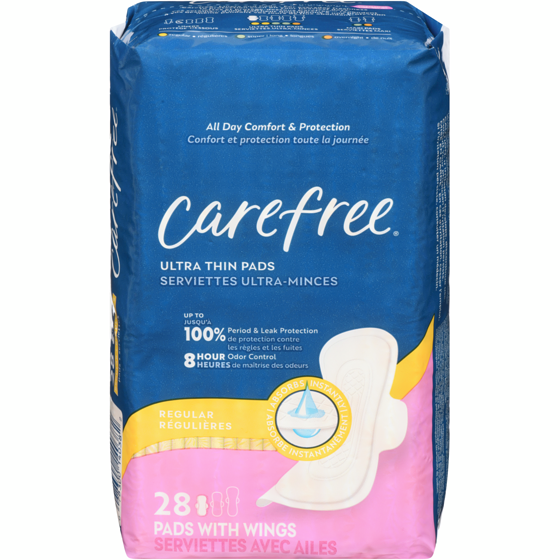 Carefree Ultra Thin Pads, Regular Pads With Wings, 28ct 28 ea, $0.34/1ea