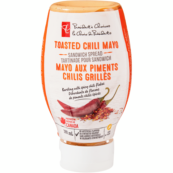 le Choix du Président Tartinade pour sandwich, mayo aux piments chilis grillés 300 ml, 1,17 $/100ml