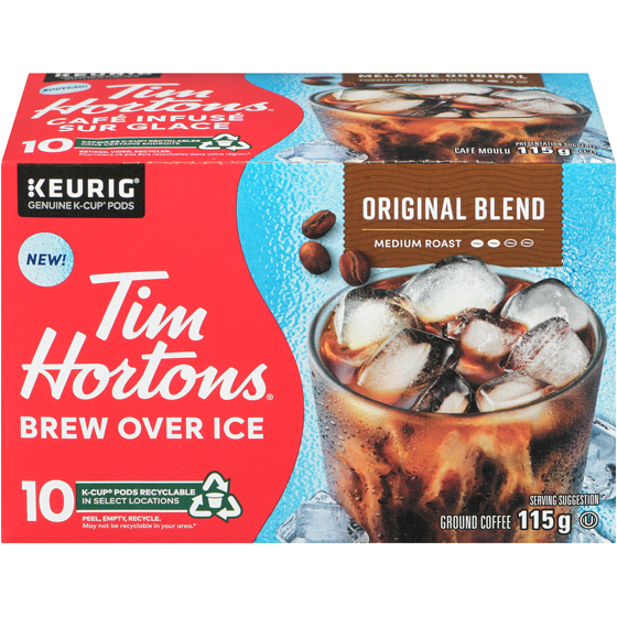 Tim Hortons Brew Over Ice Ground Coffee Original Blend Medium Roast 10 ea, $1.60/1ea