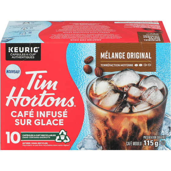 Tim Hortons Café infusé sur glace café moulu mélange original torréfaction moyenne 10 ea, 1,40 $/1ch