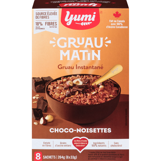 Yumi Organics Gruau instantané choco-noisettes 264 g, 2,08 $/100g