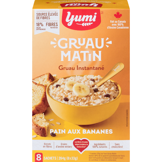 Yumi Organics Gruau instantané pain aux bananes 264 g, 2,08 $/100g