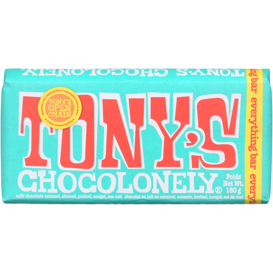 Tony's Chocolonely Everything Bar Milk Chocolate Caramel, Almond, Pretzel, Nougat, Sea Salt 180 g, $4.72/100g