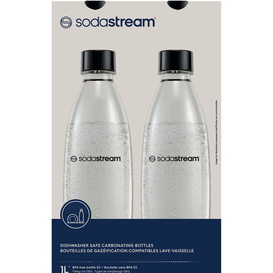 sodastream 1L Fuse Black Bottles Twin Pack - Dishwasher Safe 1 ea, $25.00/1ea