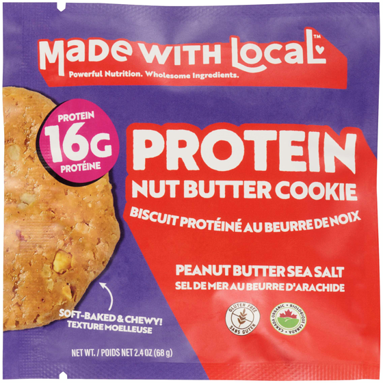 Made with Local Protein Nut Butter Cookie Peanut Butter Sea Salt 68 g, $5.87/100g
