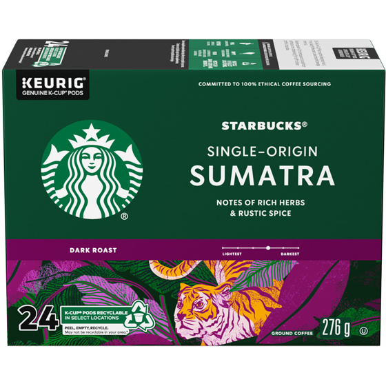Starbucks Café d’origine Sumatra, Capsules Keurig K-Cup 24 ea, 0,96 $/1ch