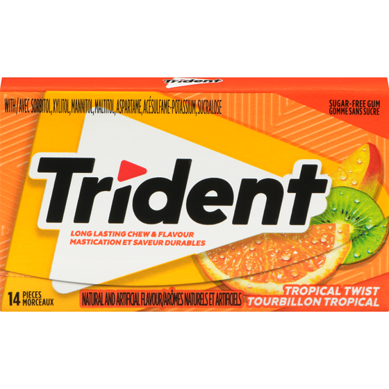 TRIDENT Sugar-Free Gum Tropical Twist, Case 12x14.0 ea, $0.14/1ea