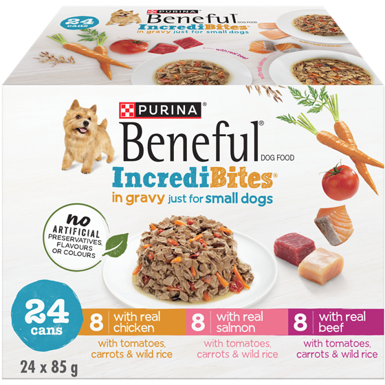 Beneful Beneful Incredibites Real Chicken, Salmon, and Beef in Gravy 24C Variety Pack, Wet Dog Food 2.04 kg, $1.47/100g