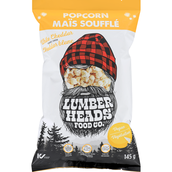 Lumber Heads Popcorn White Cheddar Flavour 145 g, $3.44/100g