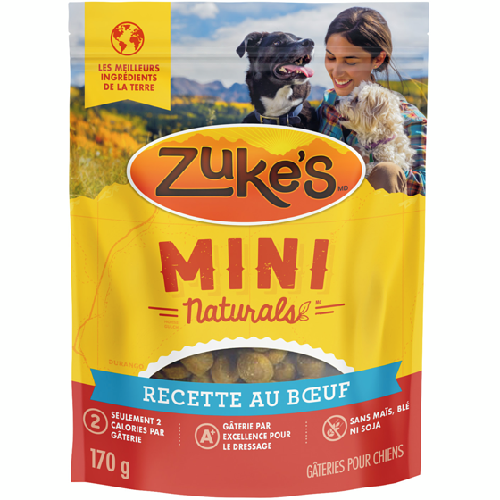 ZUKES Zuke's mini naturals gâteries d'entraînement à la recette de boeuf, gâteries pour chiens 170 g, 5,29 $/100g