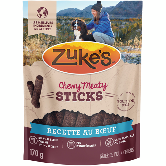 ZUKES Zuke's chewy meaty sticks recette de bœuf, gâteries pour chiens 170 g, 5,58 $/100g