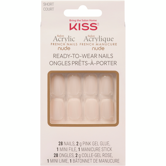 Kiss Salon Acrylic French Nails Nude Ready-To-Wear Nails Short 1 ea, $14.99/1ea