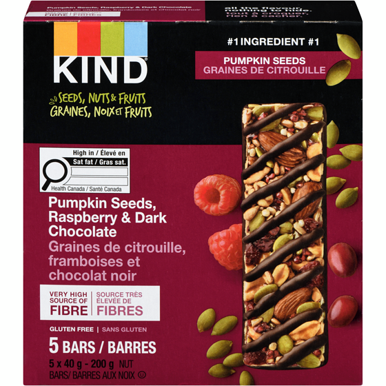 Kind bar Nut Bars Pumpkin Seeds, Raspberry & Dark Chocolate 5x200.0 g, $1.00/100g
