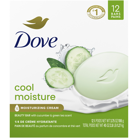 Dove Beauty Bar Cool Moisture effectively locks in moisture 12x106.0 g, $1.49/100g