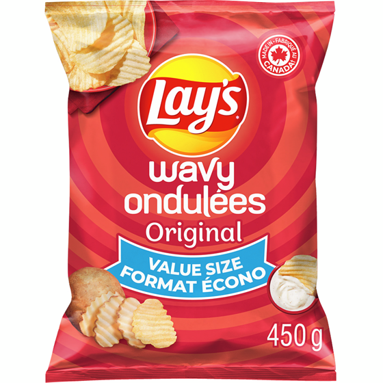 Lay's Wavy Original Potato Chips 450 g, $1.55/100g