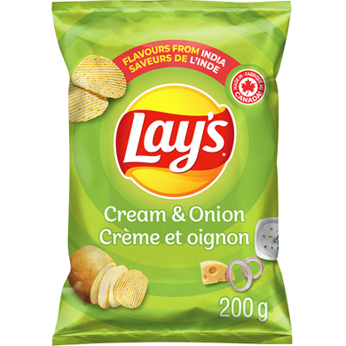 Lay's Cream & Onion ridged flavoured potato chips 200 g, $2.50/100g
