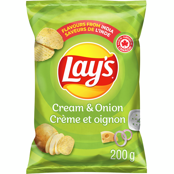 Lay’s Croustilles assaisonnées ondulées Crème et oignon 200 g, 2,00 $/100g