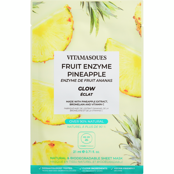 Vitamasques Face Sheet Mask Fruit Enzyme Pineapple 1 ea, $5.50/1ea