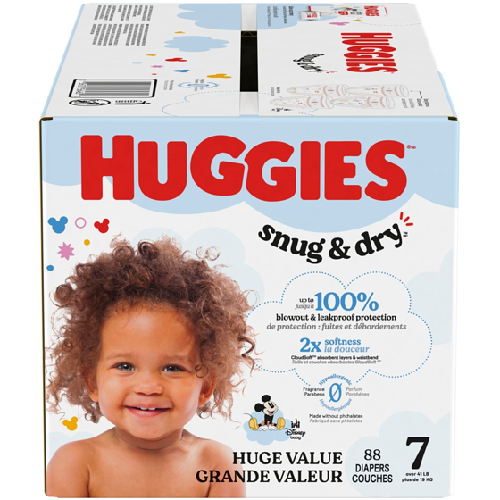 Huggies Couches pour bébés Snug & Dry, taille 7, 88 couches 88 ea, 0,55 $/1ch