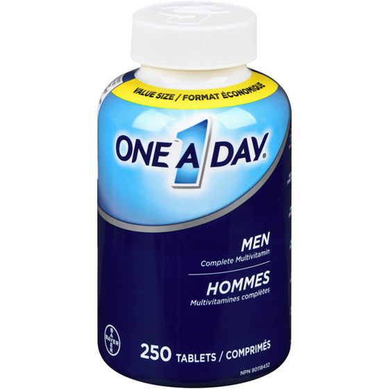 One A Day Multivitamines complètes hommes format économique 250 ea, 0,14 $/1ch