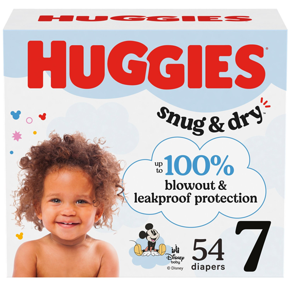 Huggies Snug & Dry Baby Diapers, Size 7 (41+ lbs), 54 Ct 54 ea, $0.64/1ea
