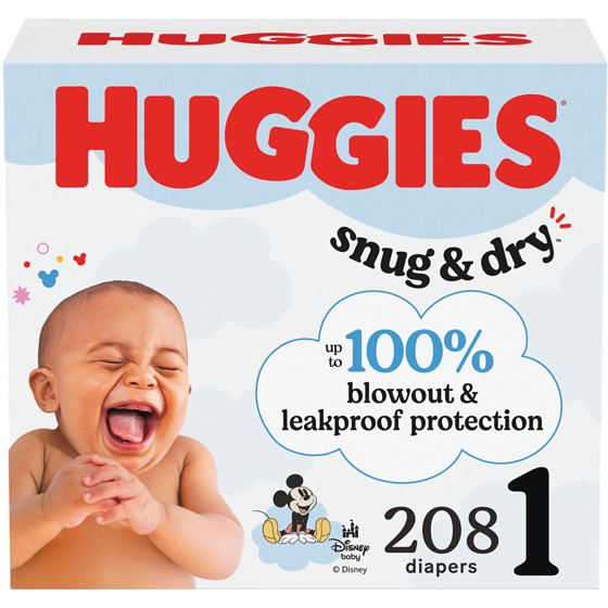 Huggies Snug & Dry Baby Diapers, Size 1 (8-14 lbs), 208 Ct 208 ea, $0.23/1ea