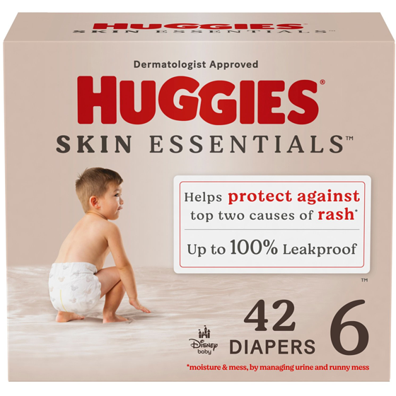 Huggies Skin Essentials Baby Diapers, Size 6 (35+ lbs), 42 Ct 42 ea, $0.82/1ea